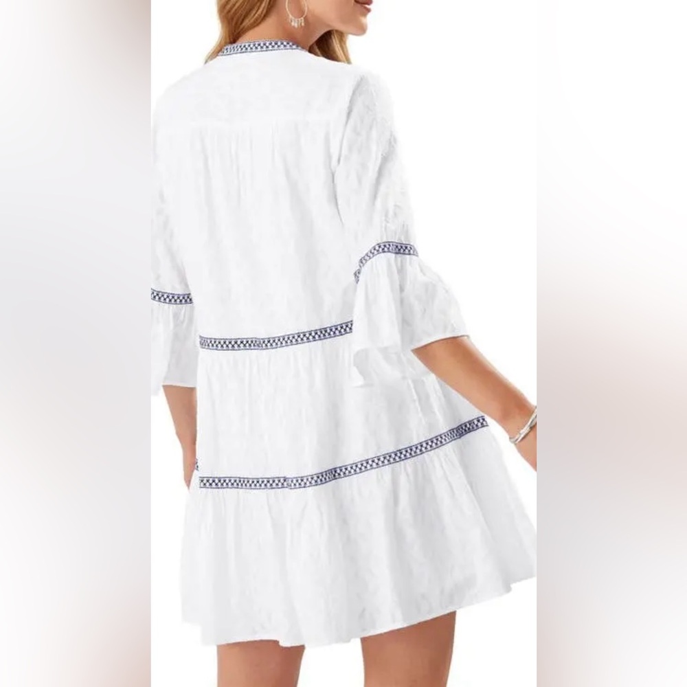 NWOT Tommy Bahama Embroidered Tassel V-Neck Cotton Tunic Dress Size S - Picture 2 of 10
